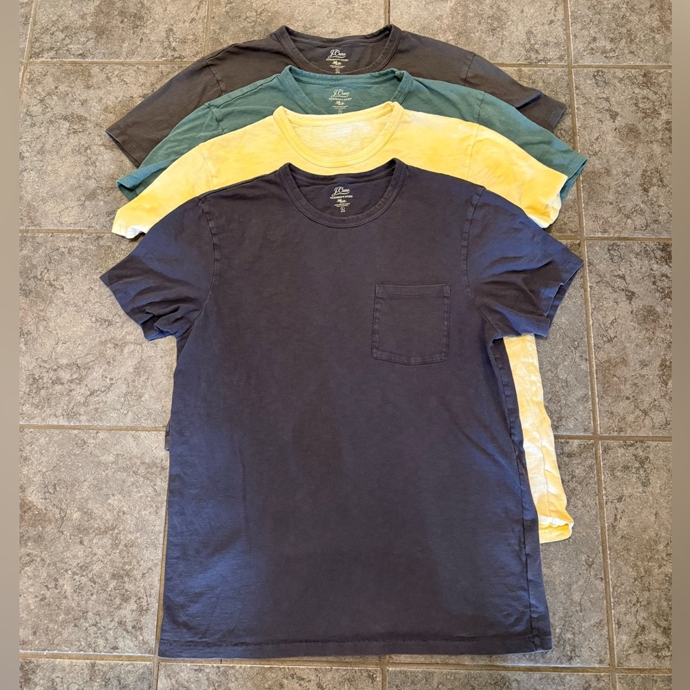 J. Crew Men's Short Sleeve T-Shirt Set - Navy, Yellow, Green, Gray